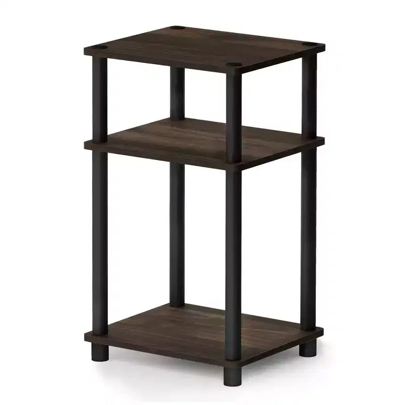 Table d'appoint de canapé réversible Furinno à 3 niveaux avec étagère de rangement ouverte, Noyer