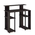 Furinno Simple Design Bureau informatique Poste de travail de bureau à domicile Bureau d'écriture Bibliothèque ouverte avec support CPU, Noyer
