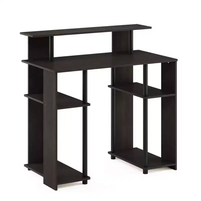 Furinno Simple Design Bureau informatique Poste de travail de bureau à domicile Bureau d'écriture Bibliothèque ouverte avec support CPU, Noyer