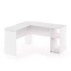 Bureau d'angle en forme de L Furinno pour ordinateur, table de jeu ou de travail avec étagères ouvertes, blanc