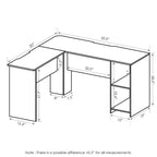 Bureau d'angle en forme de L Furinno pour ordinateur, table de jeu ou de travail avec étagères ouvertes, blanc