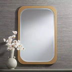Miroir mural rectangulaire Noble Park Devonshire, moderne, bords biseautés, cadre doré, 71 cm de large, pour salle de bain, chambre, salon