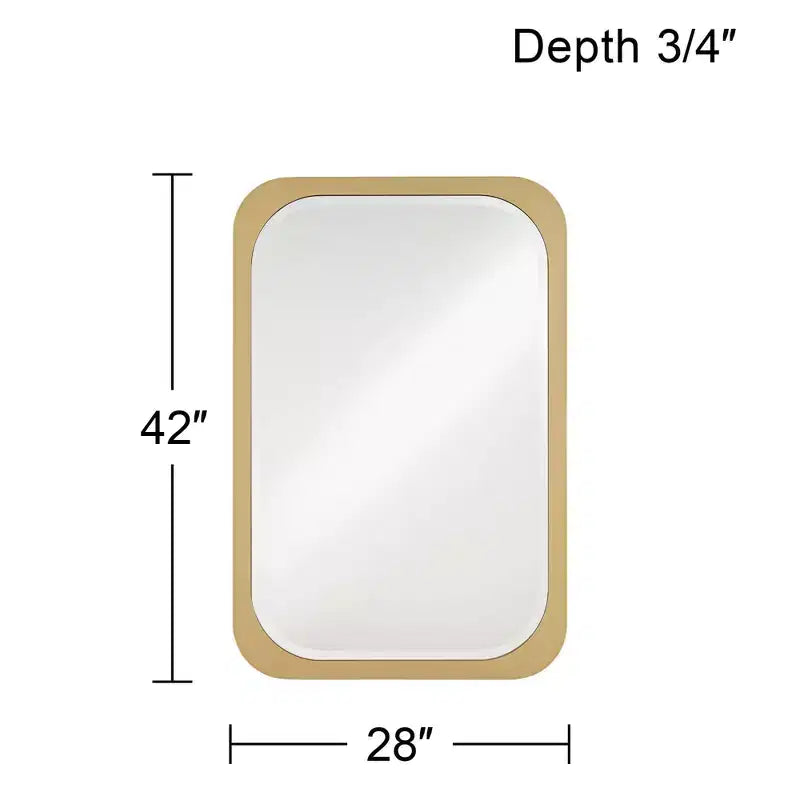 Miroir mural rectangulaire Noble Park Devonshire, moderne, bords biseautés, cadre doré, 71 cm de large, pour salle de bain, chambre, salon