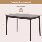 Costway Table à manger rectangulaire 48 en bois de style ferme avec pieds en bois d'hévéa massif, cerise/naturel