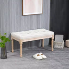Banc de bout de lit de style français HOMCOM, banc rembourré en lin avec siège épais et pieds en bois, banc capitonné pour chambre à coucher