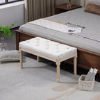 Banc de bout de lit de style français HOMCOM, banc rembourré en lin avec siège épais et pieds en bois, banc capitonné pour chambre à coucher