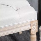 Banc de bout de lit de style français HOMCOM, banc rembourré en lin avec siège épais et pieds en bois, banc capitonné pour chambre à coucher
