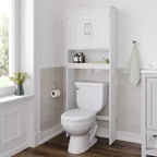 Meuble de rangement de salle de bain Flash Furniture Vega au-dessus des toilettes avec portes à fermeture magnétique, étagère réglable et étagère inférieure ouverte