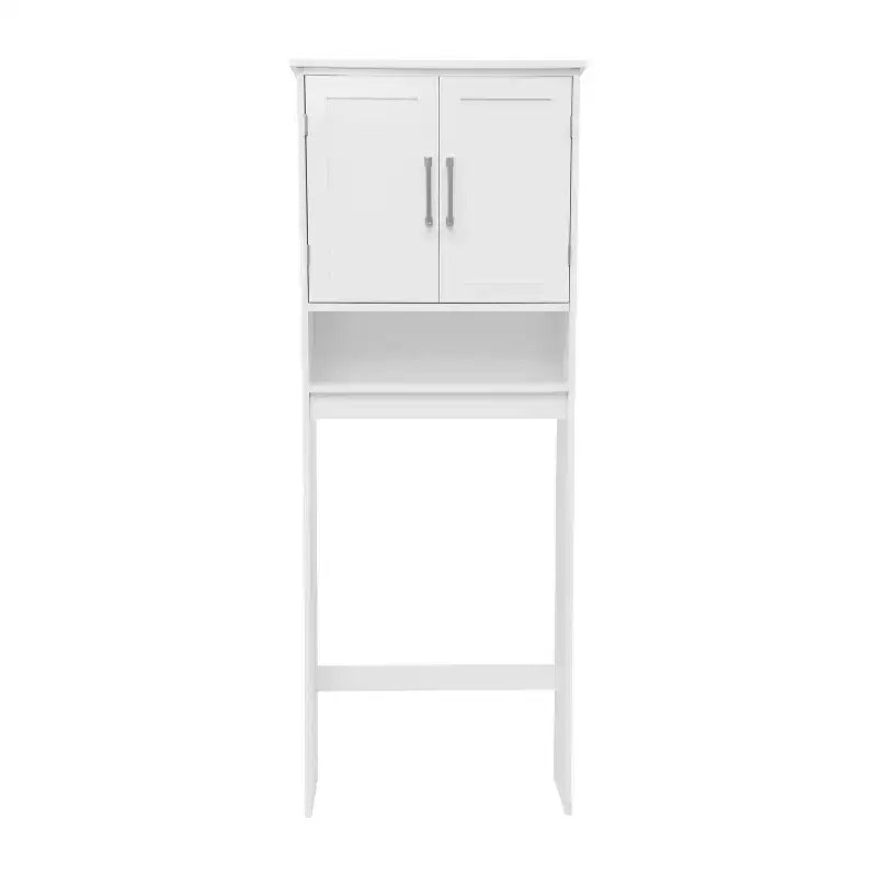 Meuble de rangement de salle de bain Flash Furniture Vega au-dessus des toilettes avec portes à fermeture magnétique, étagère réglable et étagère inférieure ouverte