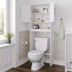 Meuble de rangement de salle de bain Flash Furniture Vega au-dessus des toilettes avec portes à fermeture magnétique, étagère réglable et étagère inférieure ouverte