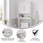 Meuble de rangement de salle de bain Flash Furniture Vega au-dessus des toilettes avec portes à fermeture magnétique, étagère réglable et étagère inférieure ouverte