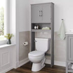 Meuble de rangement de salle de bain Flash Furniture Vega au-dessus des toilettes avec portes à fermeture magnétique, étagère réglable et étagère inférieure ouverte