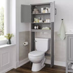 Meuble de rangement de salle de bain Flash Furniture Vega au-dessus des toilettes avec portes à fermeture magnétique, étagère réglable et étagère inférieure ouverte