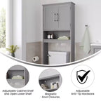 Meuble de rangement de salle de bain Flash Furniture Vega au-dessus des toilettes avec portes à fermeture magnétique, étagère réglable et étagère inférieure ouverte