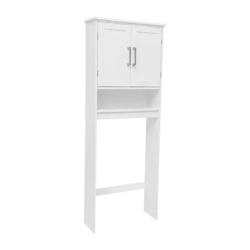 Meuble de rangement de salle de bain Flash Furniture Vega au-dessus des toilettes avec portes à fermeture magnétique, étagère réglable et étagère inférieure ouverte