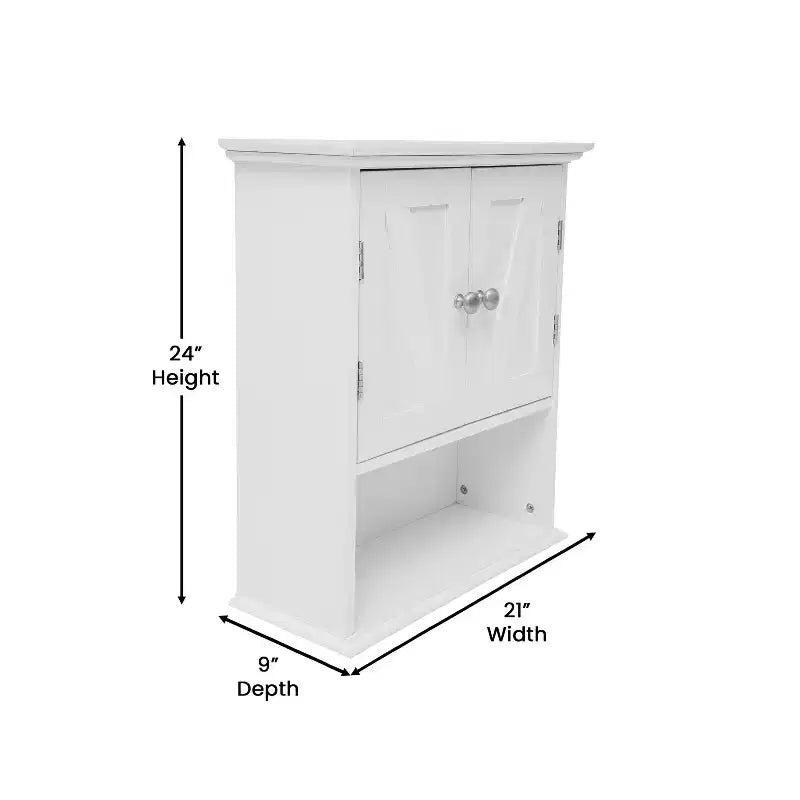Armoire à pharmacie murale Merrick Lane avec étagère réglable, étagère inférieure ouverte et portes à fermeture magnétique