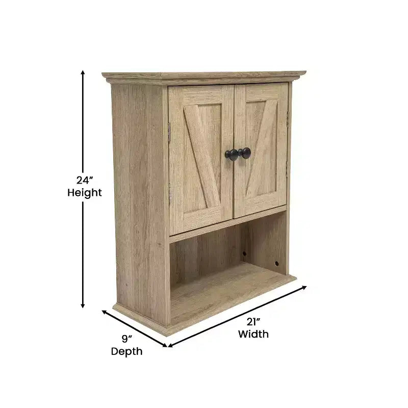 Armoire à pharmacie murale Merrick Lane avec étagère réglable, étagère inférieure ouverte et portes à fermeture magnétique