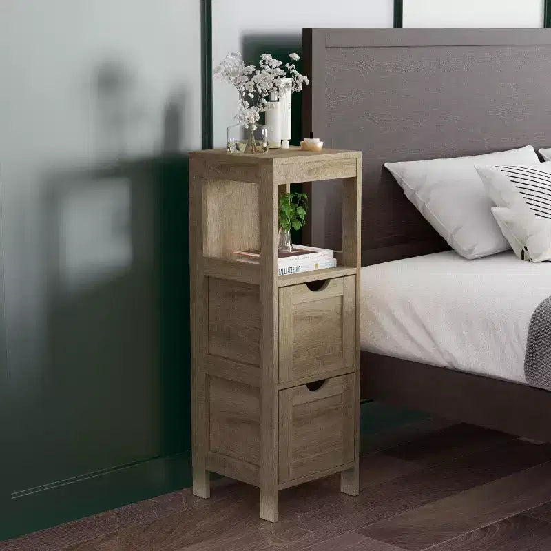 Rangement de salle de bain Emma et Oliver avec étagère ouverte et deux tiroirs amovibles