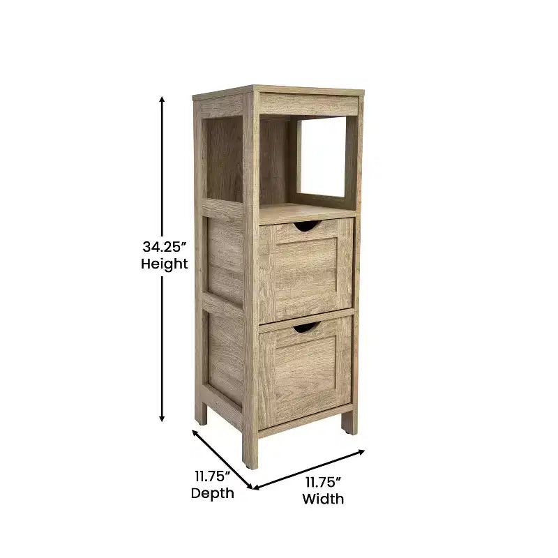 Rangement de salle de bain Emma et Oliver avec étagère ouverte et deux tiroirs amovibles