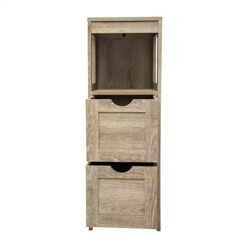 Rangement de salle de bain Emma et Oliver avec étagère ouverte et deux tiroirs amovibles