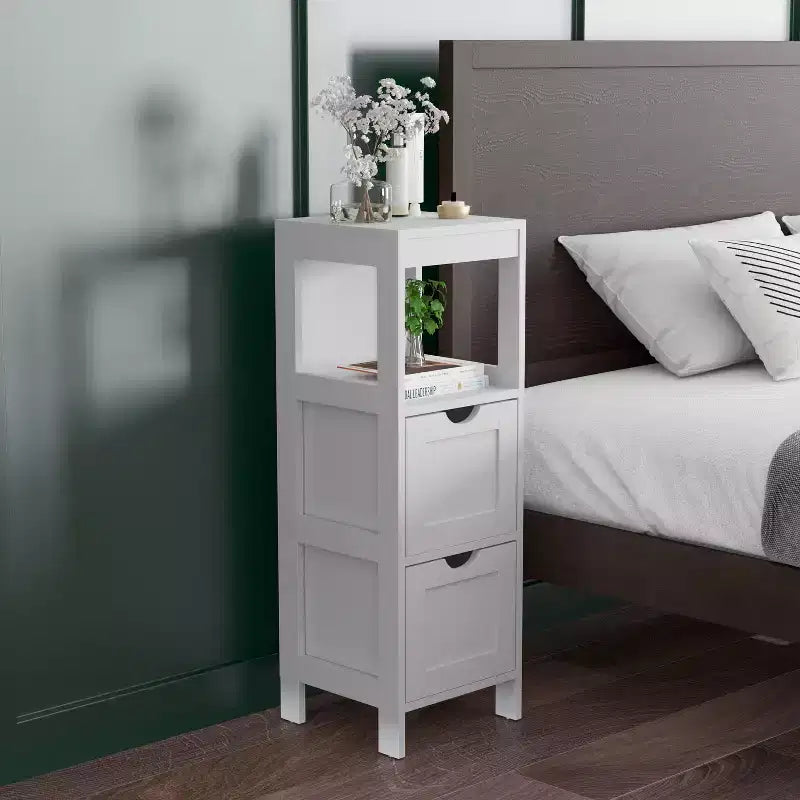Rangement de salle de bain Emma et Oliver avec étagère ouverte et deux tiroirs amovibles