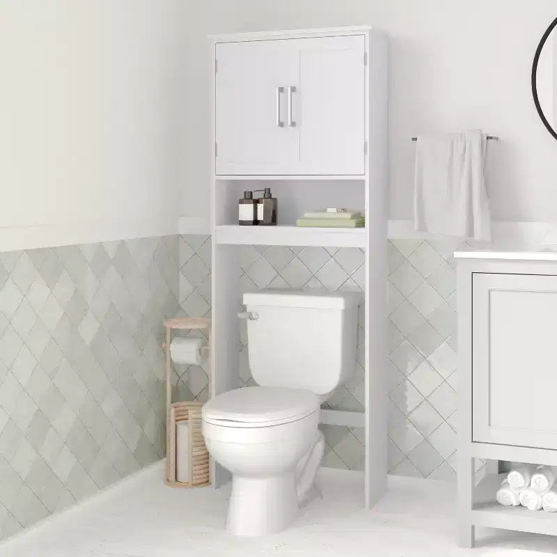 Meuble de Rangement de Salle de Bain Merrick Lane à Placer au-Dessus des Toilettes avec Étagères et Portes à Fermeture Magnétique