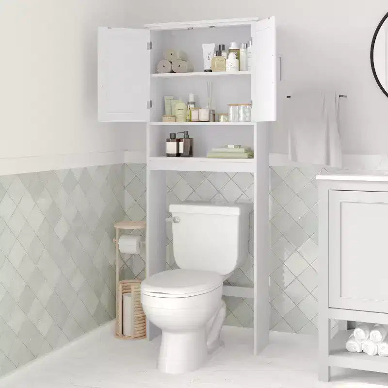 Meuble de Rangement de Salle de Bain Merrick Lane à Placer au-Dessus des Toilettes avec Étagères et Portes à Fermeture Magnétique