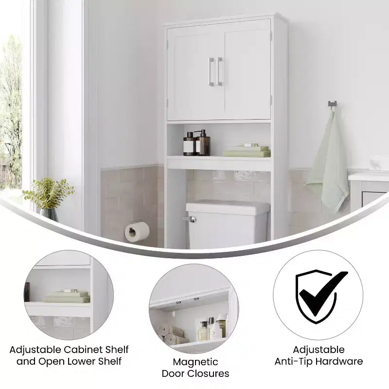 Meuble de Rangement de Salle de Bain Merrick Lane à Placer au-Dessus des Toilettes avec Étagères et Portes à Fermeture Magnétique