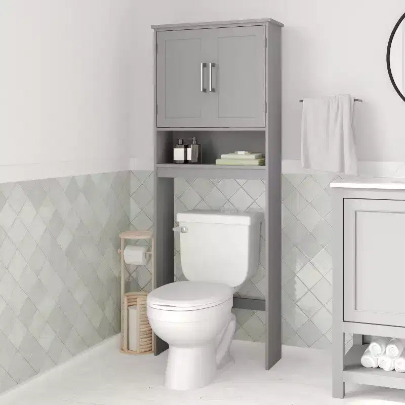Meuble de Rangement de Salle de Bain Merrick Lane à Placer au-Dessus des Toilettes avec Étagères et Portes à Fermeture Magnétique