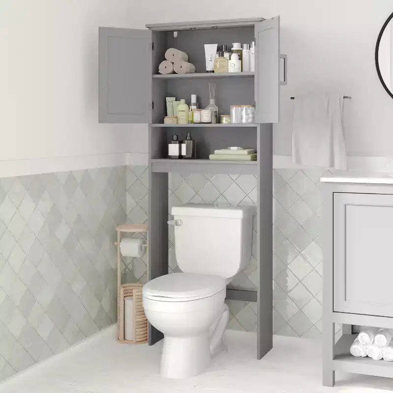 Meuble de Rangement de Salle de Bain Merrick Lane à Placer au-Dessus des Toilettes avec Étagères et Portes à Fermeture Magnétique