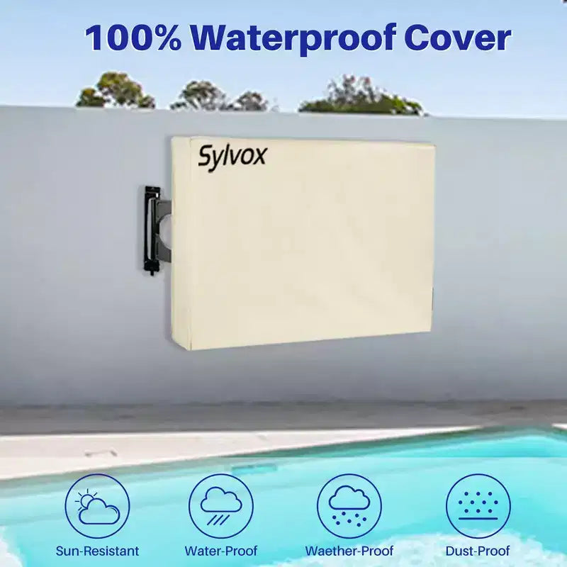 Housse de protection pour téléviseur d'extérieur Sylvox 75 pouces, protection d'écran plat, étanche aux intempéries et à la poussière avec pochette pour télécommande, compatible avec les téléviseurs intelligents LED, LCD, QLED, Gris