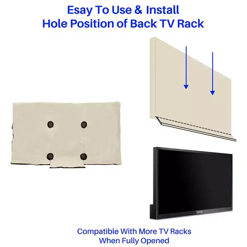 Housse de protection pour téléviseur d'extérieur Sylvox 75 pouces, protection d'écran plat, étanche aux intempéries et à la poussière avec pochette pour télécommande, compatible avec les téléviseurs intelligents LED, LCD, QLED, Gris