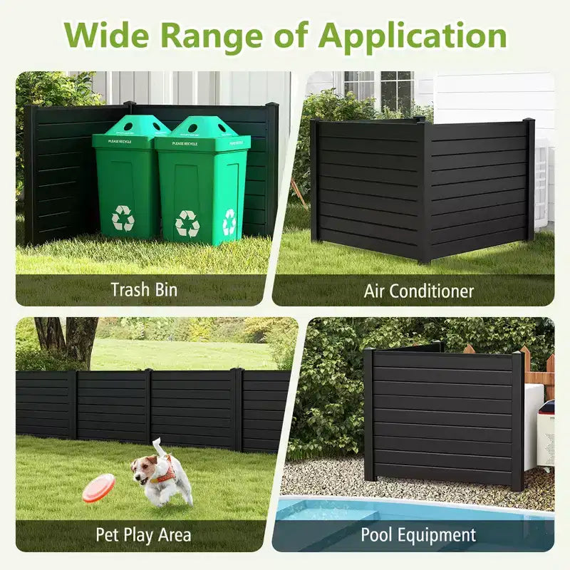 Costway Barrière de climatiseur 48 L x 37,5 H avec 3 piquets au sol Noir/Blanc