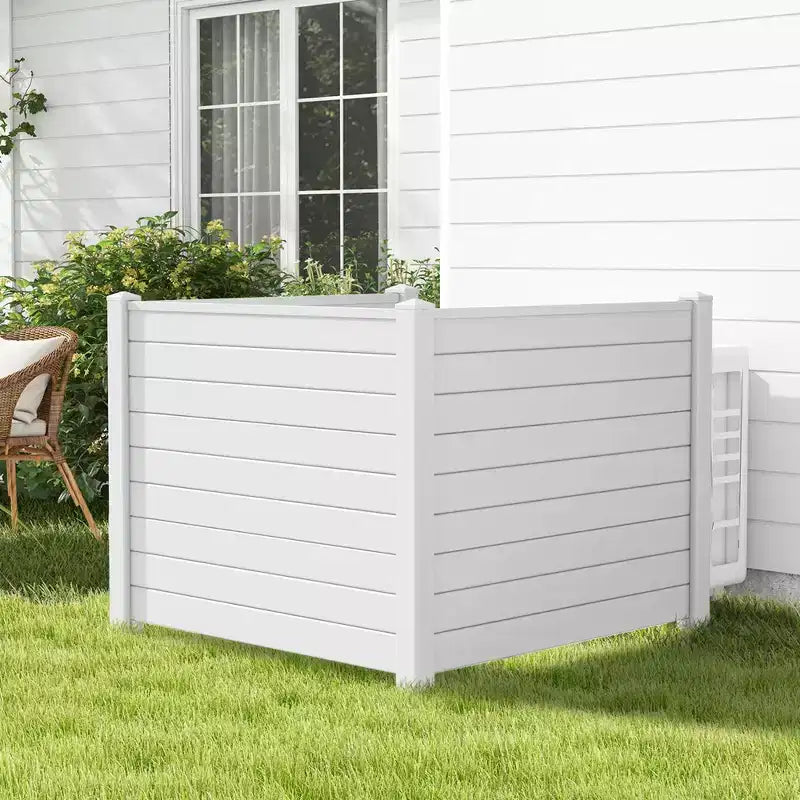 Costway Barrière de climatiseur 48 L x 37,5 H avec 3 piquets au sol Noir/Blanc