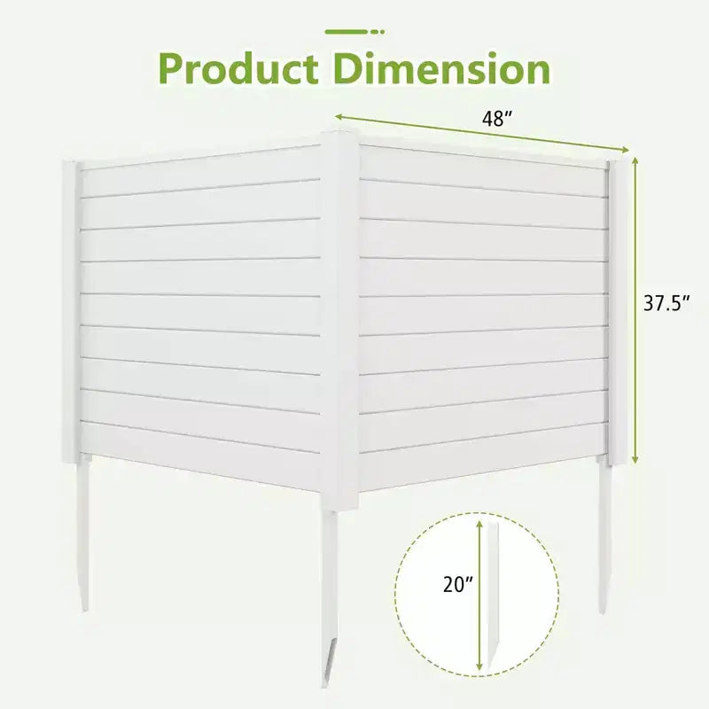 Costway Barrière de climatiseur 48 L x 37,5 H avec 3 piquets au sol Noir/Blanc