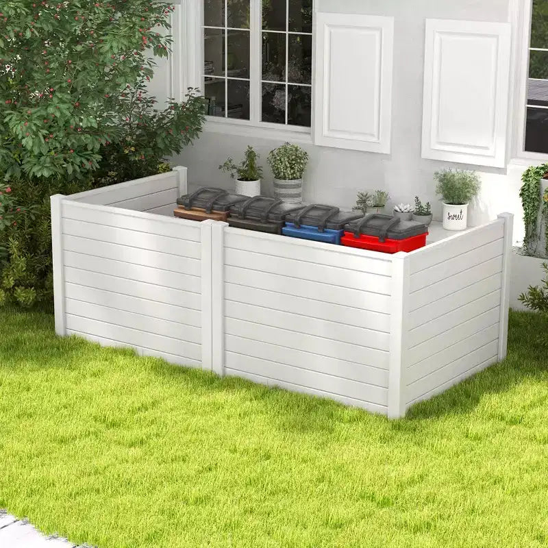 Costway Barrière de climatiseur 48 L x 37,5 H avec 3 piquets au sol Noir/Blanc