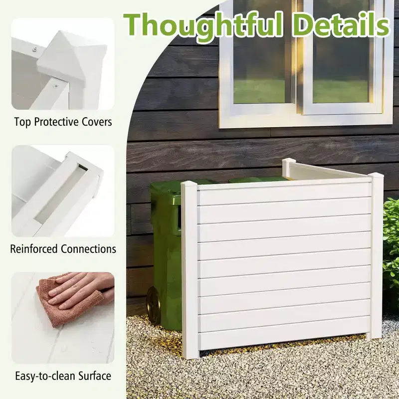 Costway Barrière de climatiseur 48 L x 37,5 H avec 3 piquets au sol Noir/Blanc