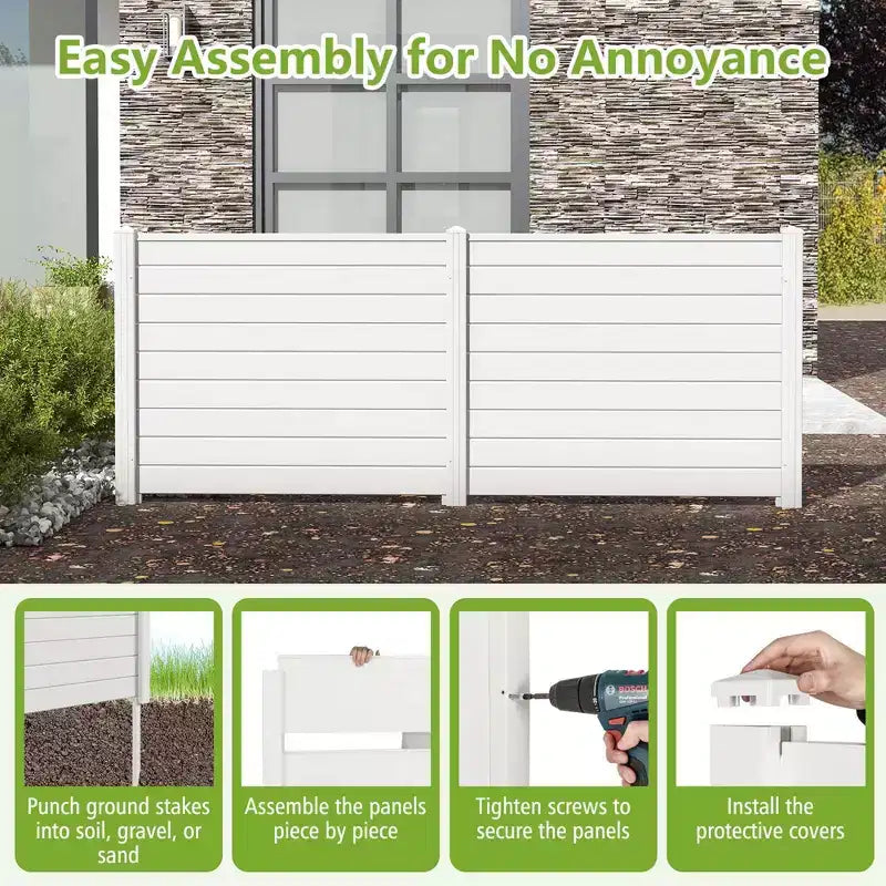 Costway Barrière de climatiseur 48 L x 37,5 H avec 3 piquets au sol Noir/Blanc