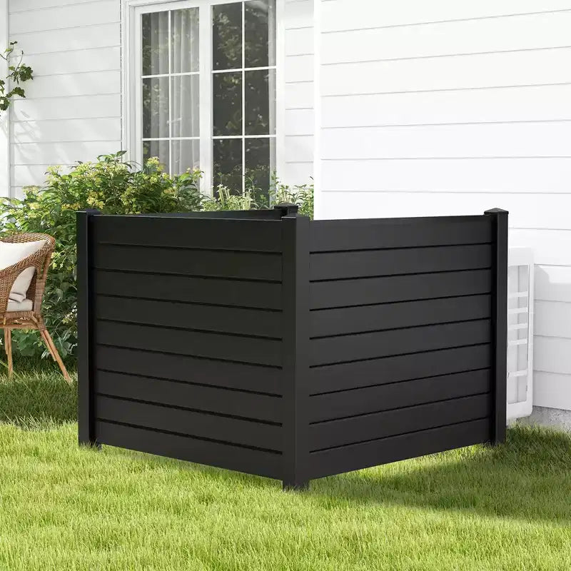 Costway Barrière de climatiseur 48 L x 37,5 H avec 3 piquets au sol Noir/Blanc