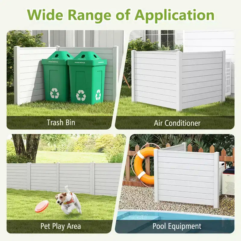 Costway Barrière de climatiseur 48 L x 37,5 H avec 3 piquets au sol Noir/Blanc