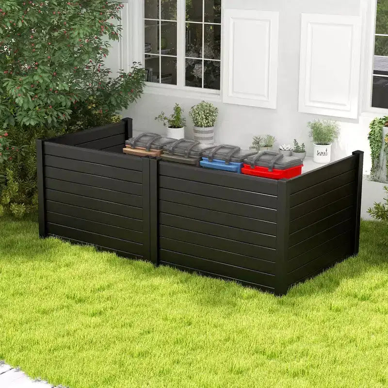 Costway Barrière de climatiseur 48 L x 37,5 H avec 3 piquets au sol Noir/Blanc