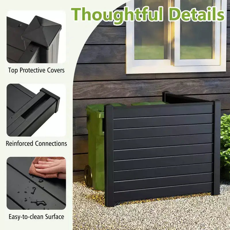 Costway Barrière de climatiseur 48 L x 37,5 H avec 3 piquets au sol Noir/Blanc