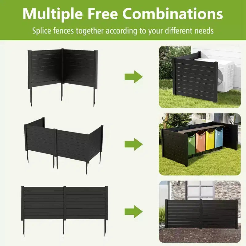 Costway Barrière de climatiseur 48 L x 37,5 H avec 3 piquets au sol Noir/Blanc