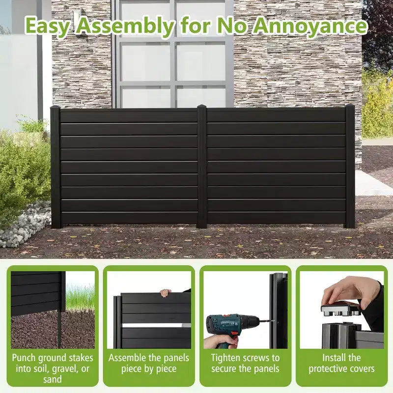 Costway Barrière de climatiseur 48 L x 37,5 H avec 3 piquets au sol Noir/Blanc