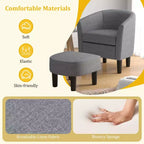 Fauteuil club tonneau Costway avec pouf, dossier incurvé et coussin d'assise amovible gris/beige