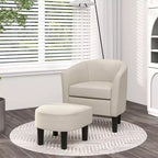 Fauteuil club tonneau Costway avec pouf, dossier incurvé et coussin d'assise amovible gris/beige