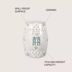 JONATHAN Y Double Happiness 18 Tabouret de jardin/Table d'appoint en céramique Chinoiserie