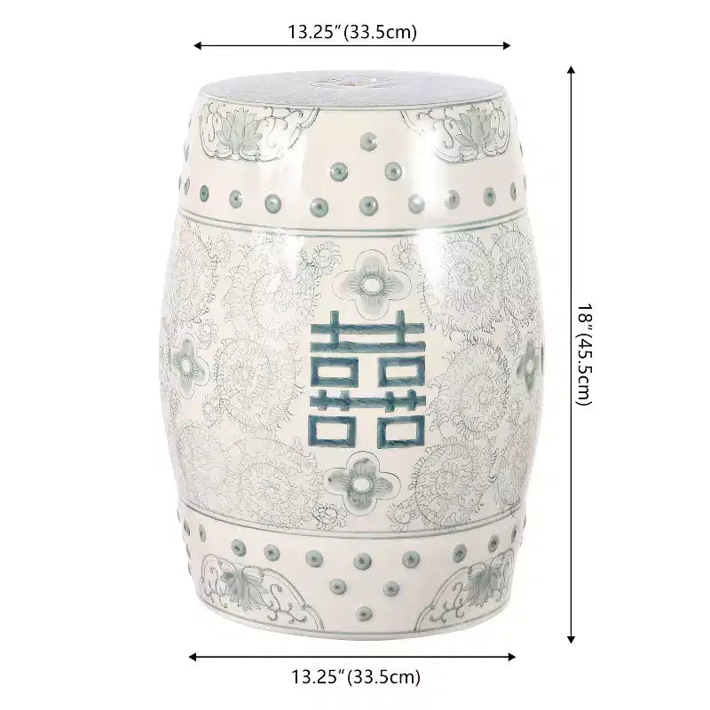 JONATHAN Y Double Happiness 18 Tabouret de jardin/Table d'appoint en céramique Chinoiserie