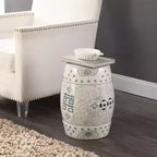 JONATHAN Y Double Happiness 18 Tabouret de jardin/Table d'appoint en céramique Chinoiserie