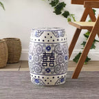 JONATHAN Y Double Happiness 18 Tabouret de jardin/Table d'appoint en céramique Chinoiserie